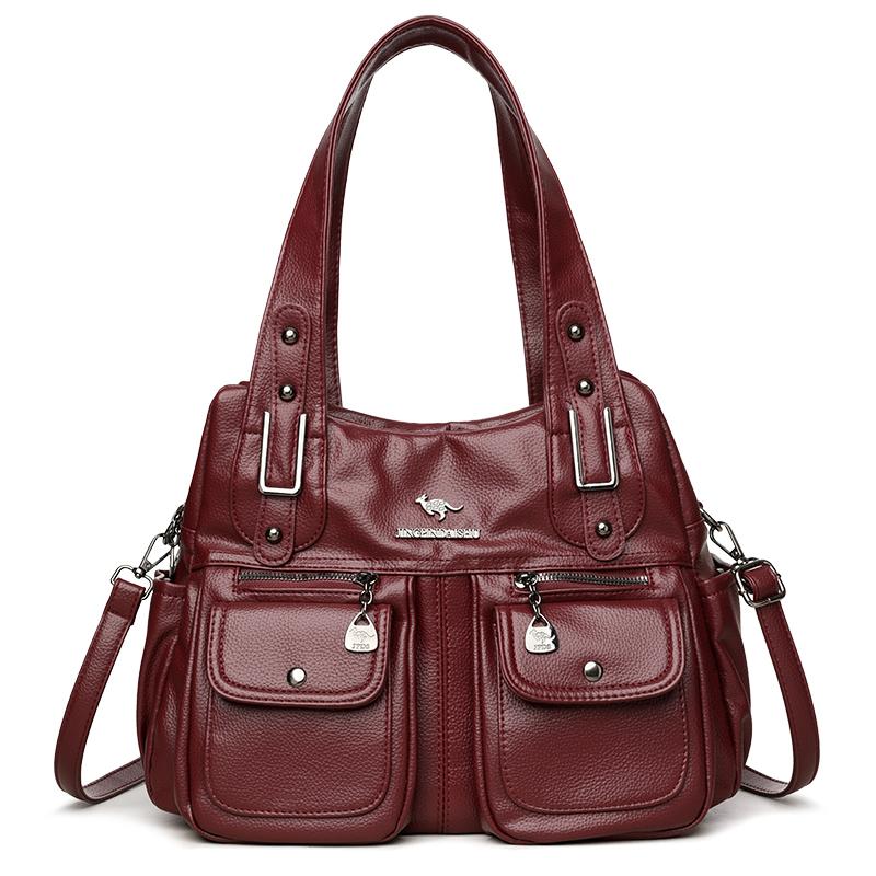 

Мягкая кожа Большая вместимость Сумка через плечо Сумка для женщин среднего возраста Сумка для мамы Сумка для поездок на работу Многокарманная сумка кроссбоди красный