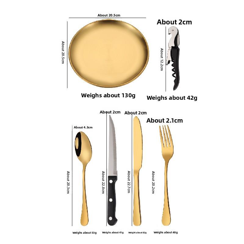 Camping stainless steel cutlery set, portable tableware for outdoor trips