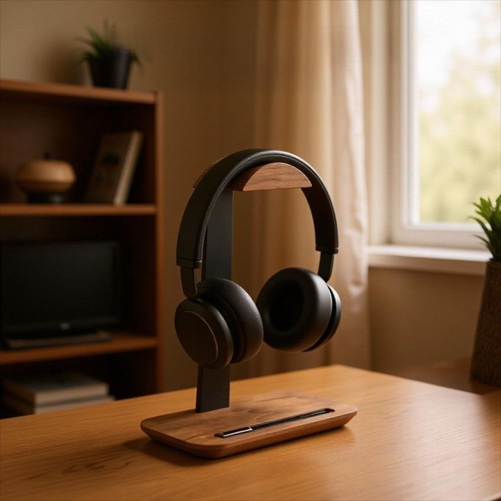 Universal Wood Headset Stand With Storage Base Headphone Holder Quality Headphone Stand Home