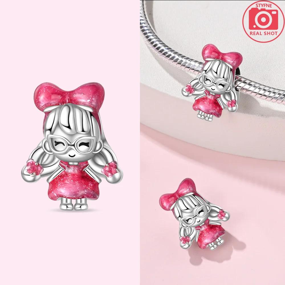 

Original Pink High Heels Zircon Heart Bag Girl Beads Charms Fitcopper Bracelet Women Diy Delicate Gift Jewelry Accessories