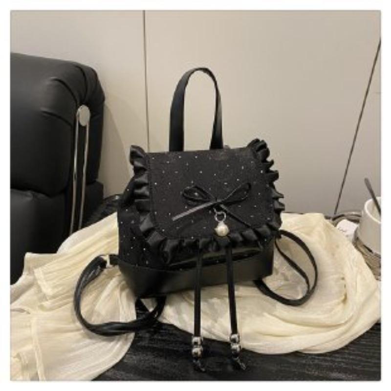 Cute Bow Lace Straps Girlish Feeling Bursting Backpack Trend High Sense Small Backpack Trend
