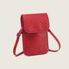 Luo Zijun Same Bag Leather Woven Mobile Phone Bag Summer Versatile Messenger Bag Mini Small Bag
