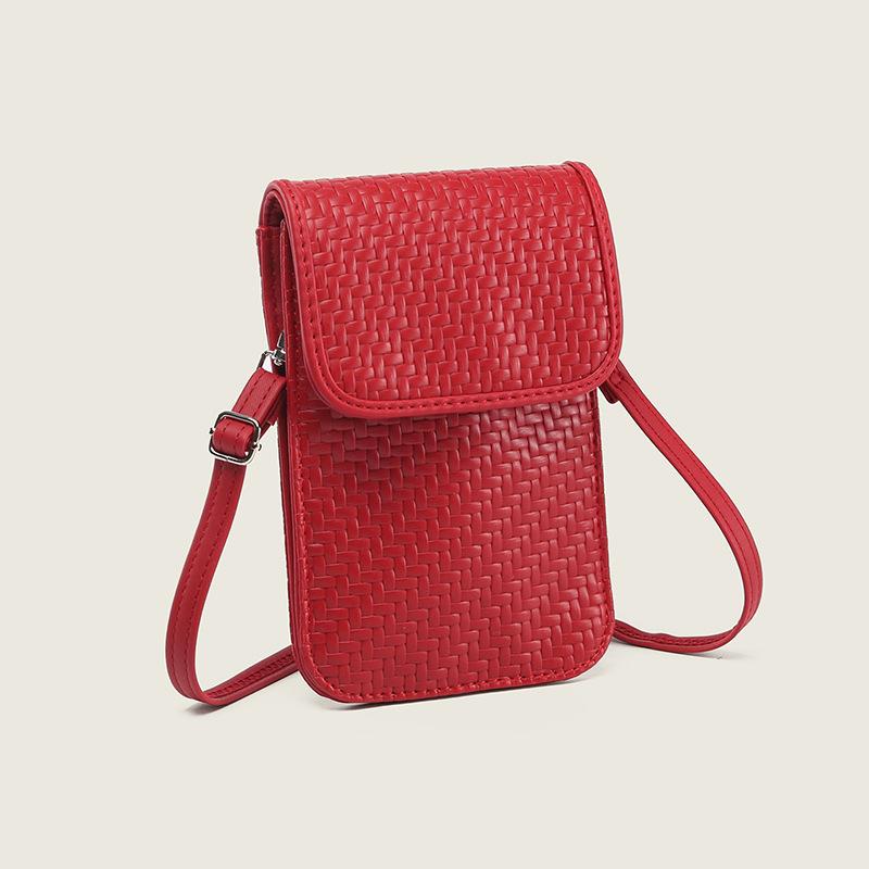 Luo Zijun Same Bag Leather Woven Mobile Phone Bag Summer Versatile Messenger Bag Mini Small Bag