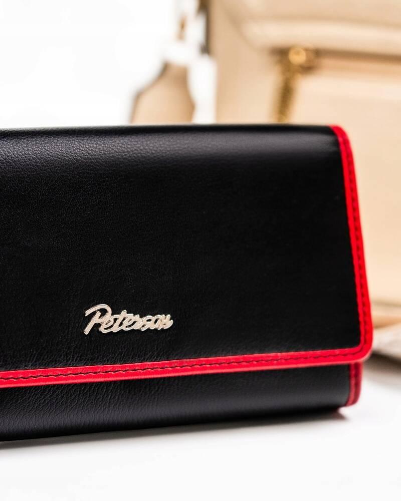 Spacious women's leather wallet with snap and zipper - Peterson