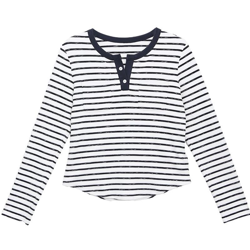 Betu Women s 2026 Spring Striped Color-Block Long Sleeve T-Shirt M