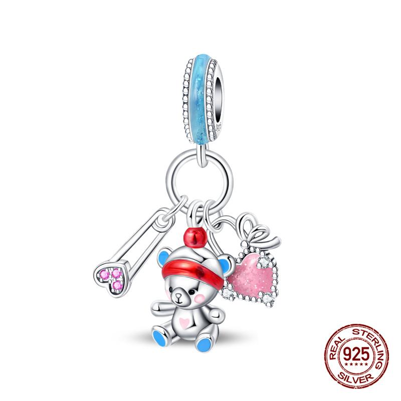 New In Charms Copper Fit 3Mm Original Bracelet Necklace Womens Sweetheart Bear Charms Beads Diy Fine Jewelry Gift