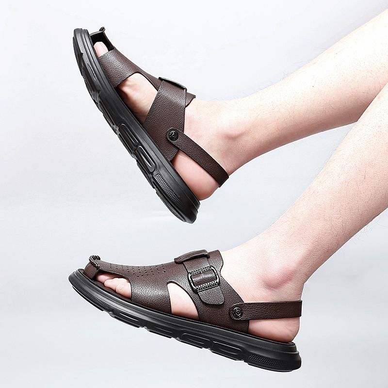 Fashion Men's sandals Classic retro business style Dress up party  Daily office Leisure Outdoor Breathable shoes Black Brown Beach