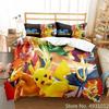 Anime Pokemon Quilt Cover Cartoon Game Printed Bedding Pikachu Duvet Cover Kids Bedroom Bed Bedclothes Pillowcase Xmas Gifts