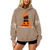 Women's Halloween Print Drop Shoulder Hoodie Loose Fit Casual Pullover