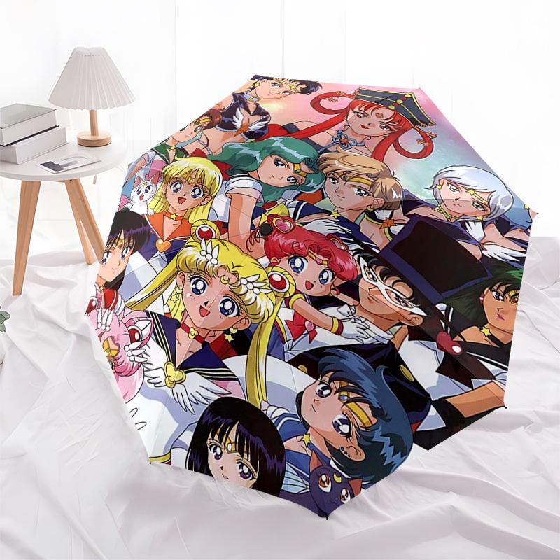 1pc Sailor Moon Umbrella Automatic Opening Closing, Portable Tri-Fold Design, 8-Rib Iron Frame, Outdoor Umbrella, Ideal Gift for Fans, Travelers, Dail