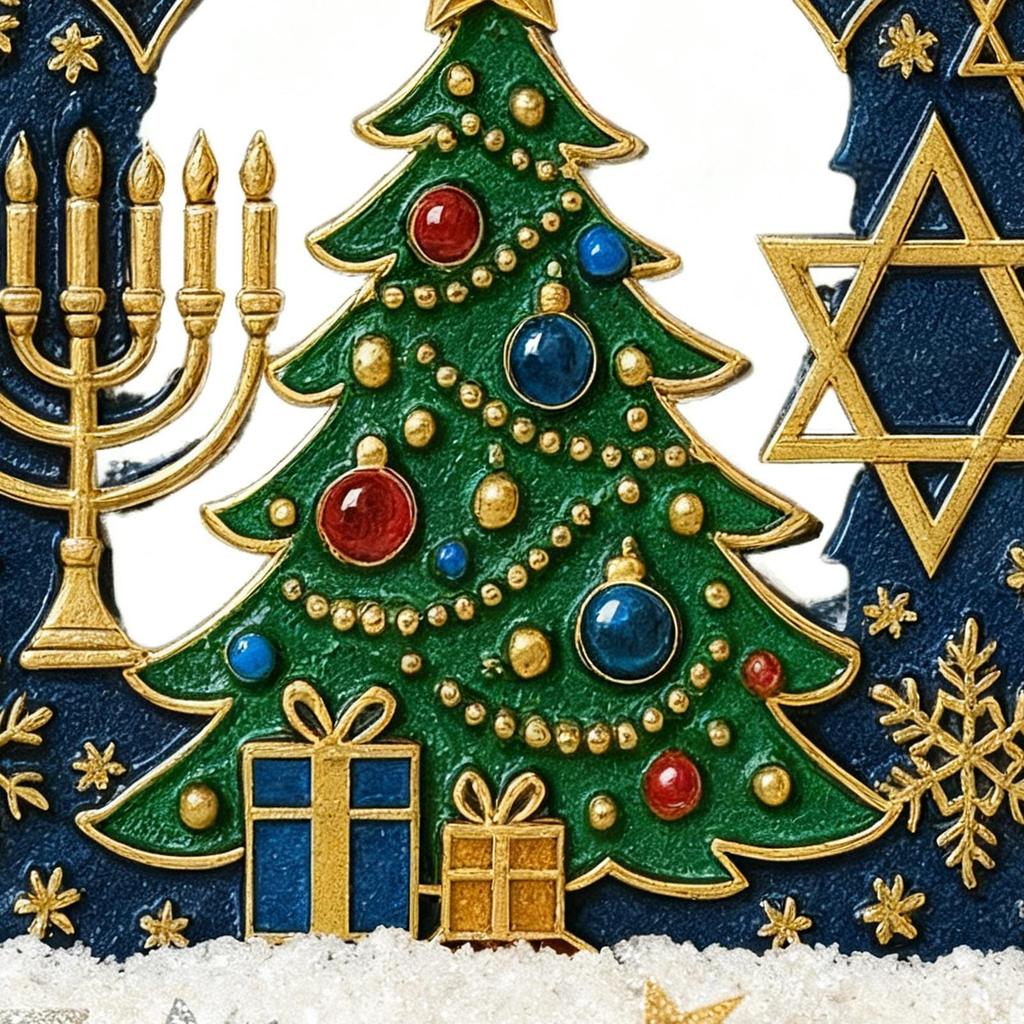 Christmas Tree Pendant Menorah Classic Flat 2D Acrylic Hanukkah Pendant for Christmas Tree for Windowsill Door Wall Living Room