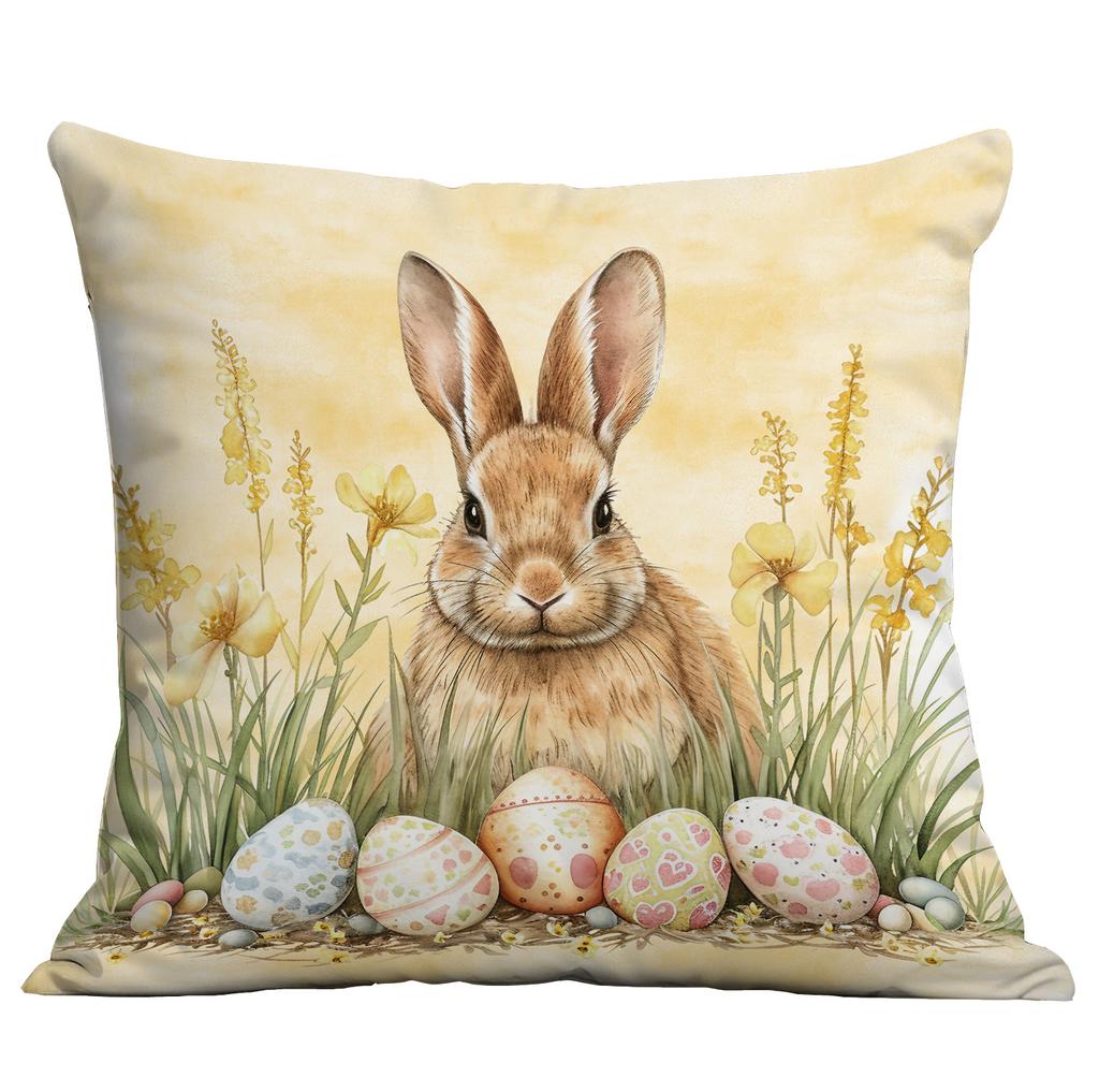 Neue Oster-Kissenhülle Pfirsichleder Vintage Bedruckt Hase Osterei Sofa Dekoration Kissen Kissenbezug