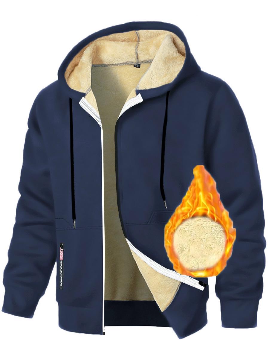 

Men s Thickened Fleece-Lined Knitted Cardigan Jacket with Zipper for Autumn and Winter. XL темно-синього кольору