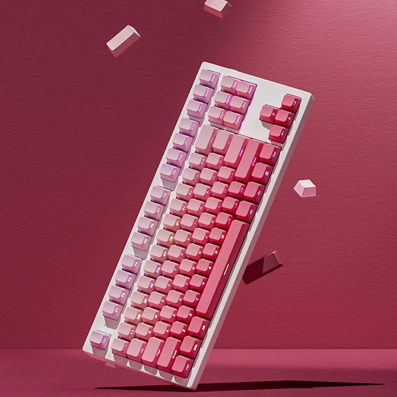 Xiaomi 135 Keys Strawberry Pink Side Print PBT Keycaps Double Shot Shine Through Keycaps Cherry Profile for Cherry MX Switches Keyboard