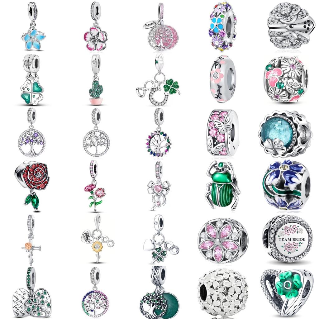 New Copper Insect Flower Tree Lucky Clover Forest Theme Talisman Fit Bead Fine Bracelet Necklace Diy Luxury Party Jewelry