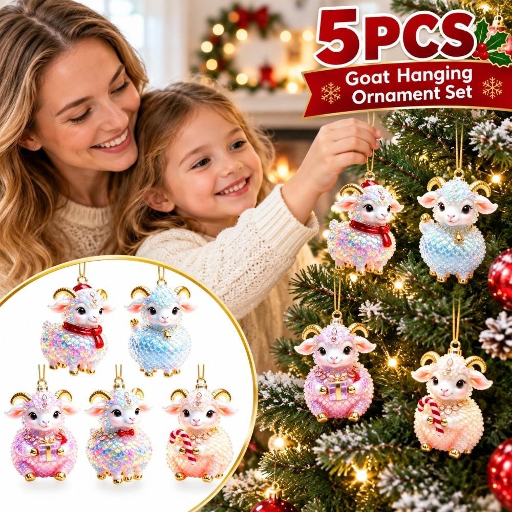 2D Flat Goat Hanging Ornament Set Shining Animal Hanging Decoration New Keychain Bag Charms
