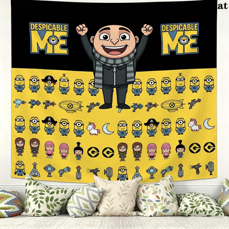 Despicable Minions Wall Tapestry Aesthetic Wall Hanging Printed Fabric Blanket Decorative Tapestries For Bedroom Living Room Home Decor
