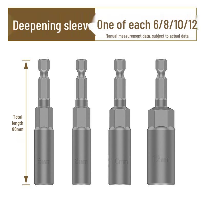 Deep Hex Long Electric Wrench and Screwdriver Bit Set, 8mm