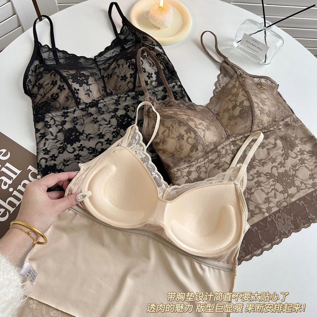 Lace V-Neck Cami With Built-In Bra