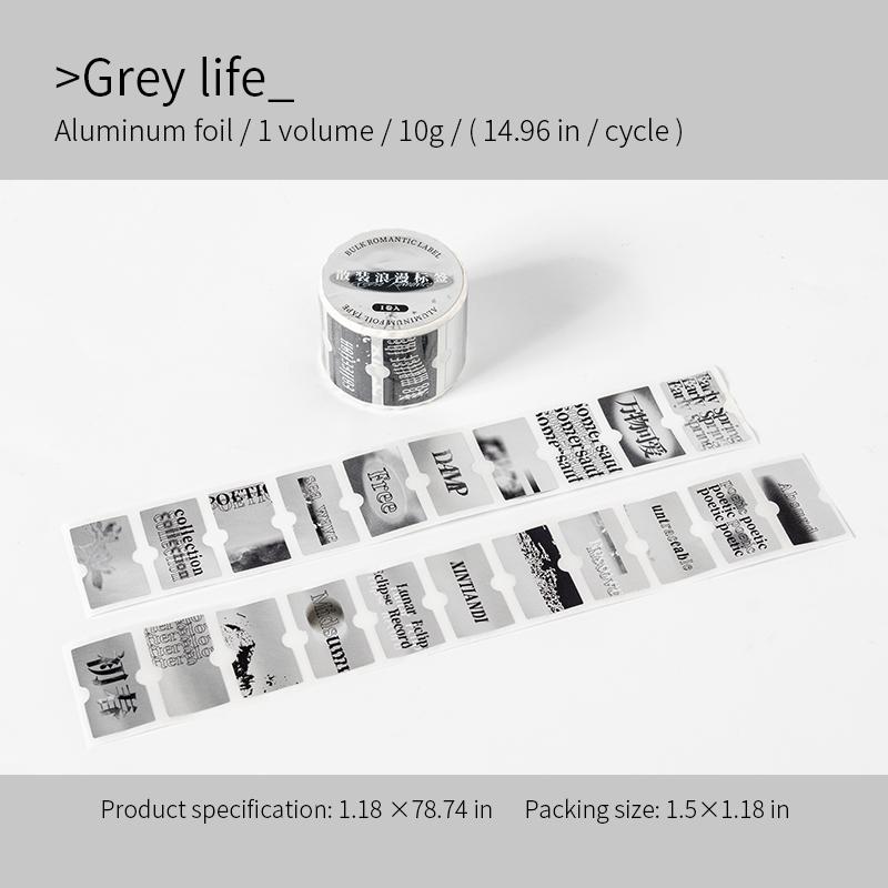 

30mm * 200cm/roll bulk romantic series aluminum foil material frosted silver label waste disposal tape DIY scrapbook decorative