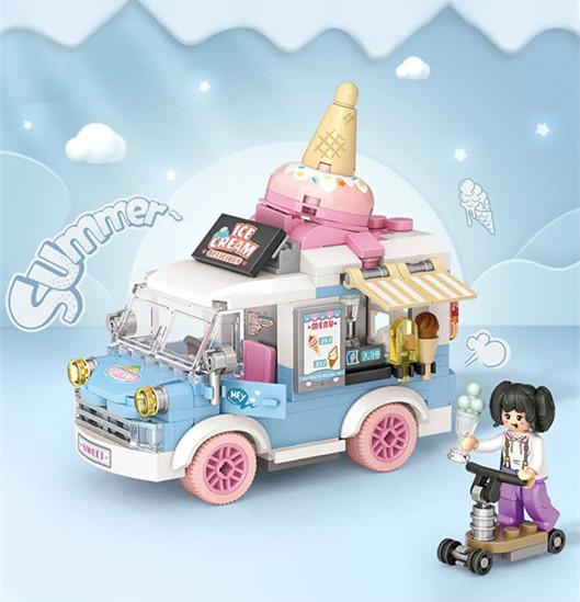 Loz Mini Blocks City Series Street View 294Pcs+ Food Truck Fruit/Icecream Car Learning Assemble Toys Toys For Children 4207
