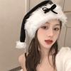 Bow Plush Ball Soft Beanie Black Santa Hat All-match Christmas Plush Hat  Girls