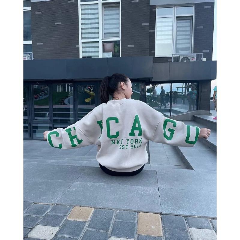 Leisure Letter Printed Sweatshirt Women's Fashion Brushed Long Sleeve Loose Hoodie Y2k Street Wear Autumn/Winter Women's Pullover