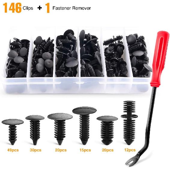 146PCS Nylon Bumper Shield Retainer & Double End Xmas Tree Retainers Clips