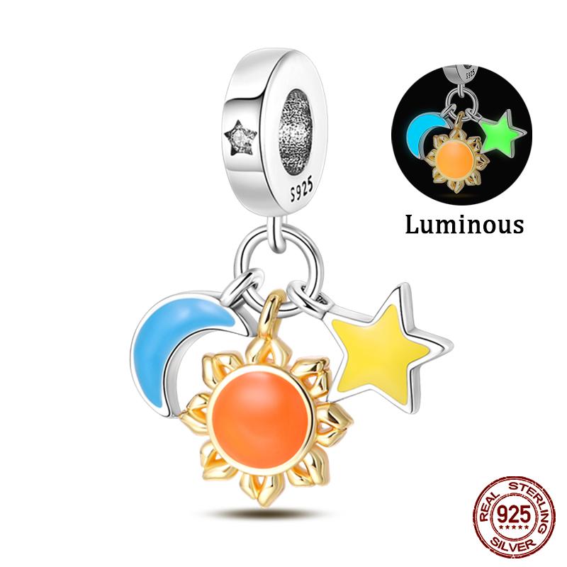 Fashion Copper Sparkling Zircon Star Moon Series Charms Beads Fit Qikaola Original Bracelets Diy Birthday Jewelry