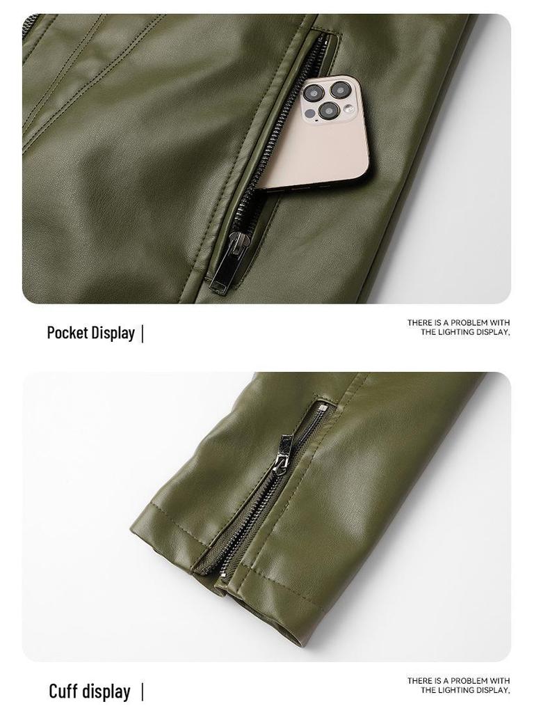 Men's Retro PU Stand Collar Leather Jacket for Spring/Autumn 2025 - Casual Motorcycle Style