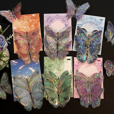 10Pcs Holographic Butterfly Stickers Waterproof PET Decals for Laptops Water Bottles Phone Cases DIY Crafts Scrapbooks Journals Vintage Bohemian Decor