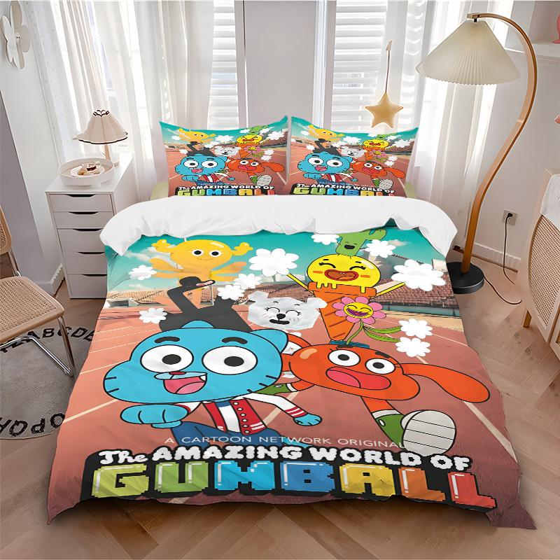 

3pc Gumball World Bedding Set Guest Room Bedroom Decor Christmas Halloween Decor Gifts- All Seasons (No Insert)a1013126 135x200cm