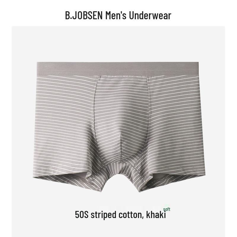 Herren Baumwolle Modal Boxershorts - Atmungsaktiv Große Größe, Gestreift Japanischer Stil für Herbst und Winter.