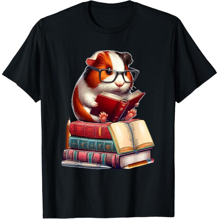 Guinea Pig Reading Books Matching Bookworm Readers Librarian T-Shirt
