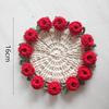 Rose Bouquet Coaster Crochet Flower Placemat Hand Woven Bouquet Cupmat Home Desktop Potted Plant Ornaments Mother's Day Gift
