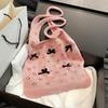 Aesthetic Knitted Bag Women Hollow Out Crochet Bow Handbag Large Capacity Handmade Tote Bag Summer Beach Woven Shoulder Bag