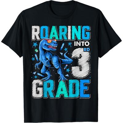 Roaring Into 3rd Grade Dinosaur T Rex Back To School Boys T-Shirt