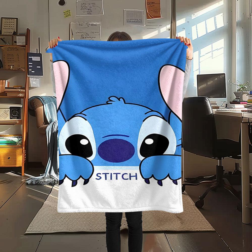 Stitch Cartoon printing Flannel Blanket Bedroom Sofa Camping Warm blanket Gifts for family and friends-MJ018