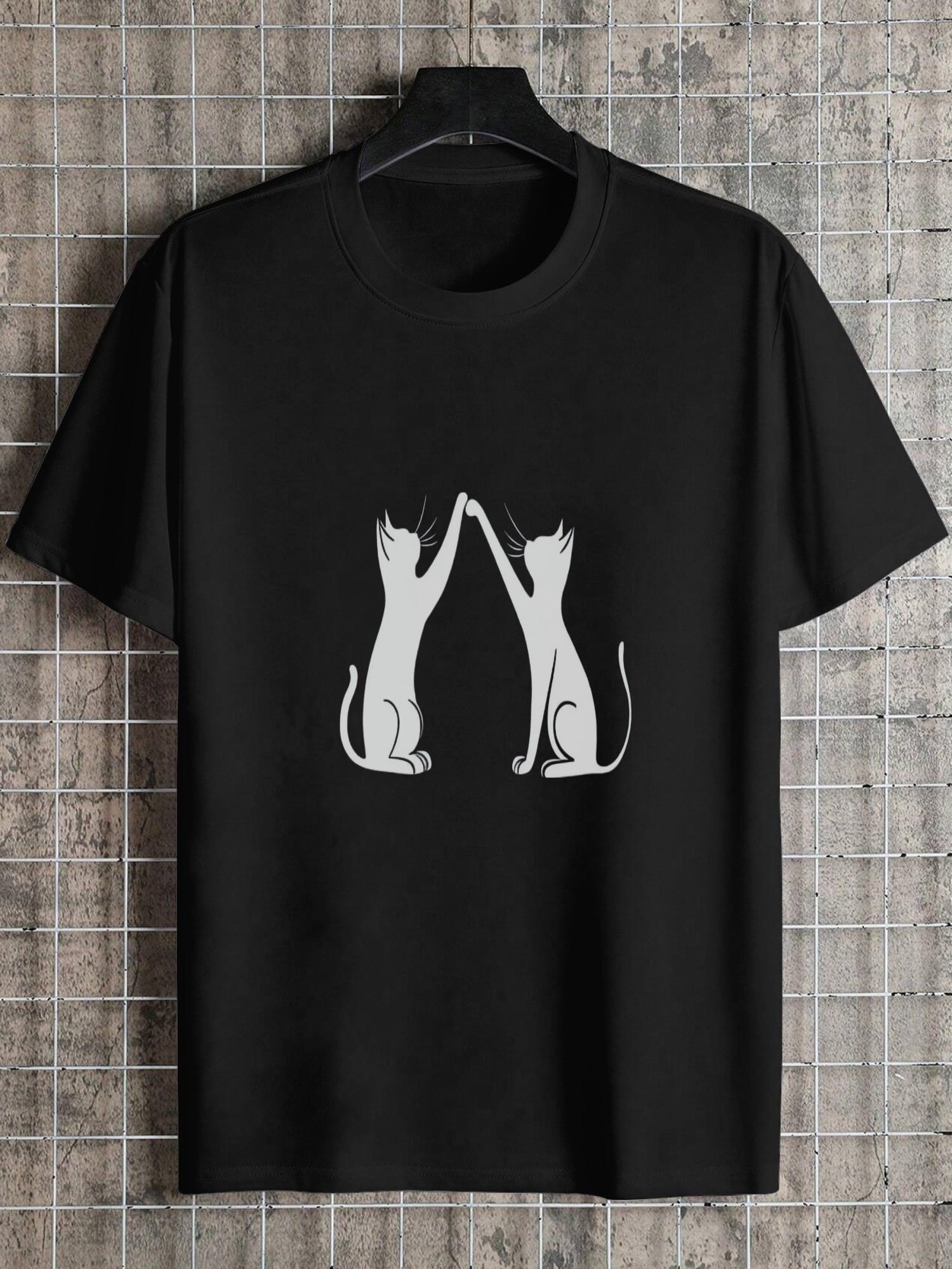 1pc High Five Cats Silhouette Graphic T-shirt XXXL