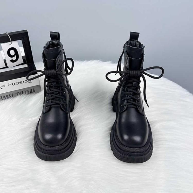 Women's boots British style single leather boots for women 2026 new versatile handsome fashion slim boots height increasing