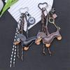 Leather Cartoon Dachshund Keychain with Woven Rope Pendant