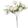 7 Peony Buds Artifiical Flower Branch 30cm Height Flexible Stems Roses Fake Flower with Green Leaves Wedding Bouquet