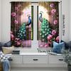 2Pcs Retro Peacock Printed Curtains For Study Room Kitchen Living Room Dorm Room Bedroom Room Decor Home Decor A