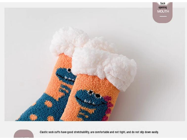 Non-Slip Fleece-Lined Baby Winter Socks - Thick, Warm, and Cozy Coral Floor Socks for Children