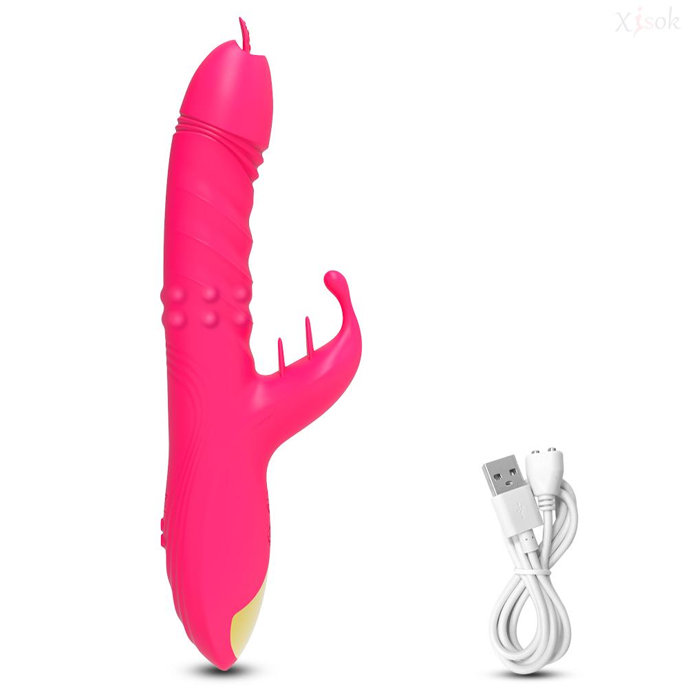 Licking Vibrator for Women Rabbit Dildo G-Spot Vaginal Stimulator Telescopic Clitoral Female Masturbator Massager Adult Sex Toys