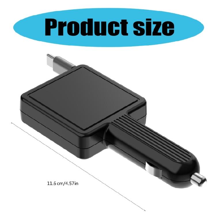 30W Car Charging Adapter Cable with Extendable USB C Line for Electronic Devices Charger