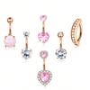 6/8Pcs Sexy Belly Button Rings Set Heart Zircon Navel Piercing Rings For Women Girls Body Piercing Jewelry Accessories Gifts