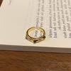 18k Gold Plated Tiger Eye Open Ring - Retro, High-End, Versatile Fashion Jewelry.