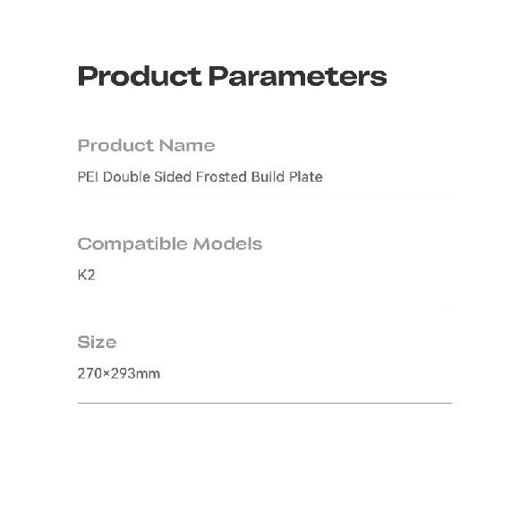 Creality Original K2/K2 PRO PEI Double Sided Frosted Build Plate High Strength Premium PEl Powder Coating 3D Printer Parts