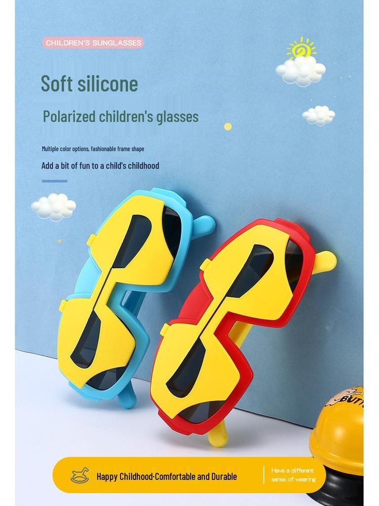 Dětské polarizované silikonové sluneční brýle: Roztomilý kreslený design pro děti ve věku 4-8 let